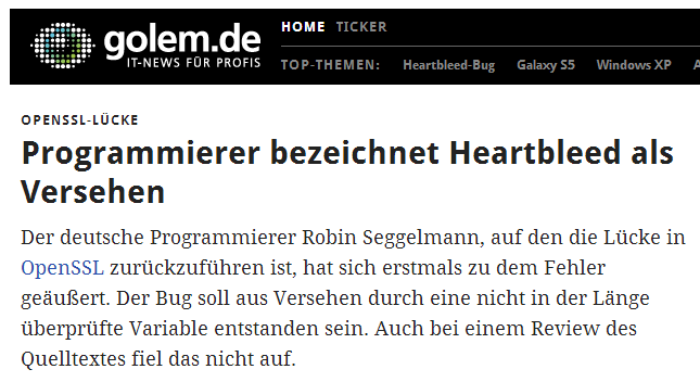 Golem IT-News-Portal zum Programmierer von Heartbleed