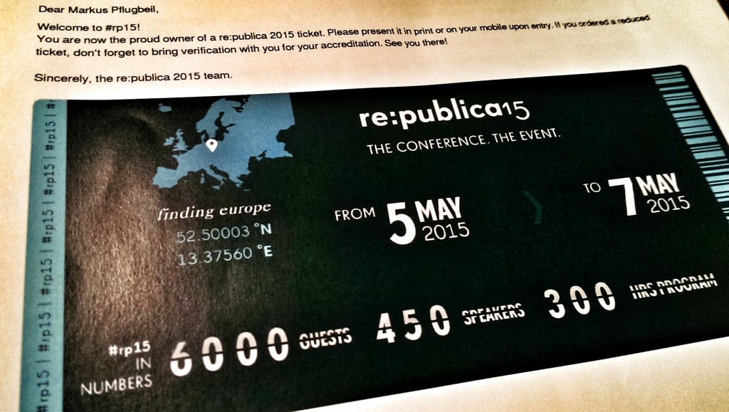 re:publica15 - meine Eintrittskarte