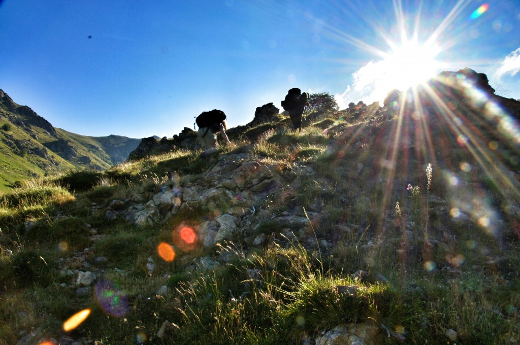 Aufstieg in der Morgensonne