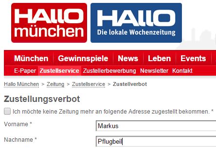 Auf der Webseite von Hallo München: Zustellverbot aussprechen. Lobenswert. Ob es funktioniert?