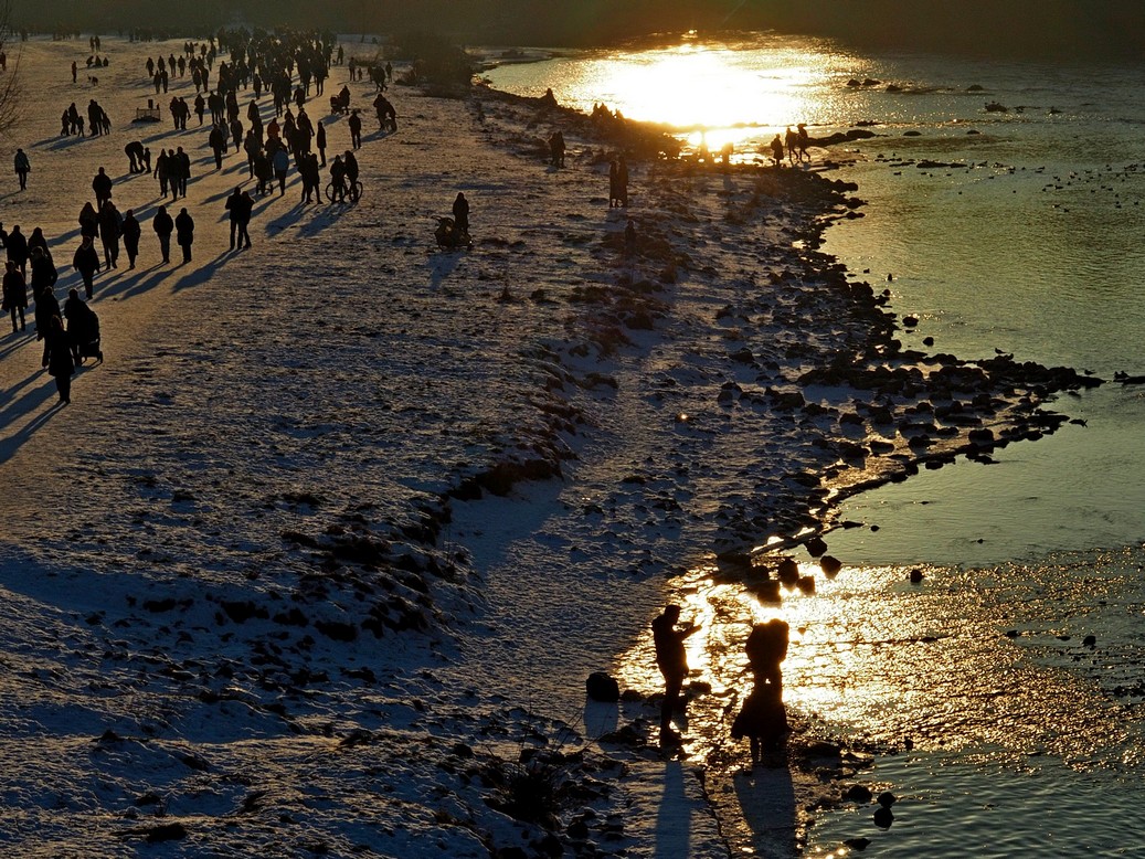 Isar München Sonnenuntergang