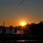 Sonnenuntergang in München an der Reichenbachbrücke