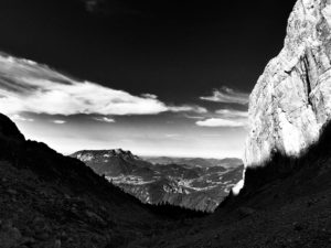 Blick aus dem Watzmannkar ins Tal Richtung Berchtesgaden